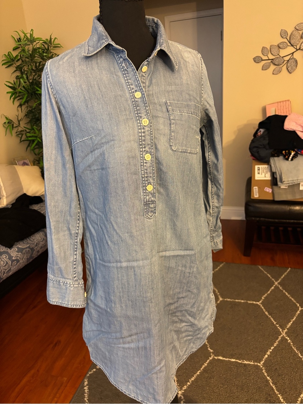 J. Crew Light Blue Denim Midi Shirt Dress